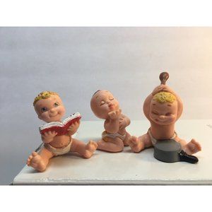 1990’s Galoob Magic Diaper Babies 2” Book, Spoon & Pan, Blowing Kisses Rubber
